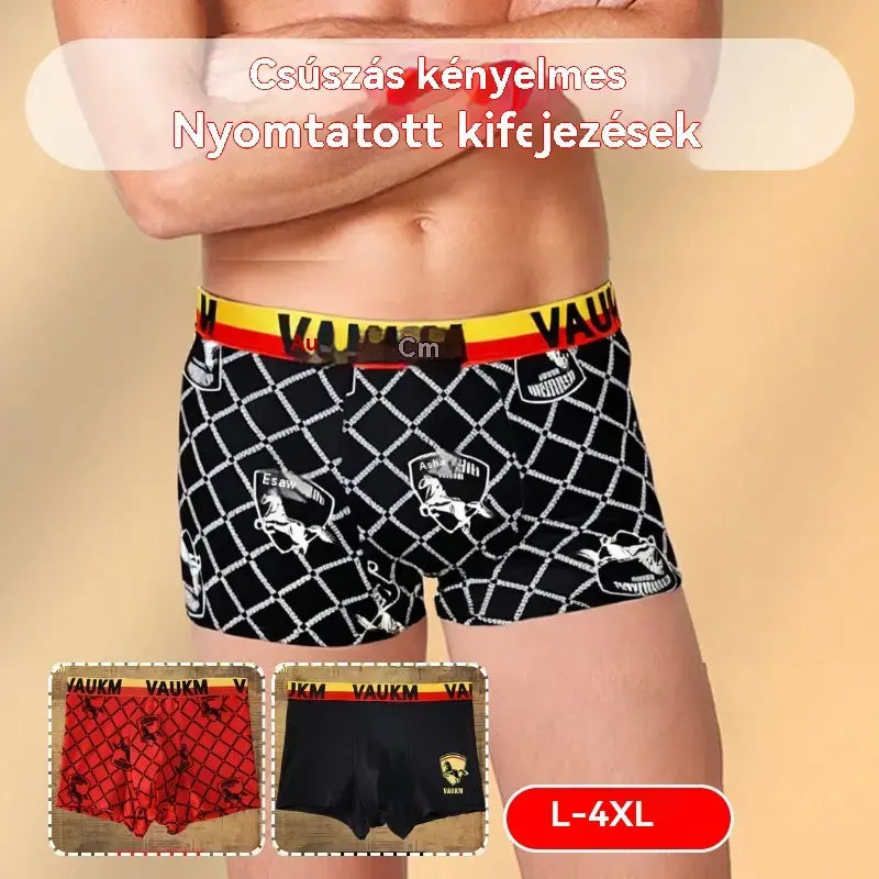 💥【3 darabos készlet】🚹✅ Légáteresztő férfi „jégselyem” alsónemű, kényelmes, varrás nélküli kivitel, nagy méretek, stílusos minta