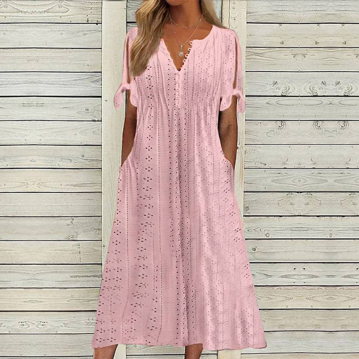 🔥【Időkorlátos akció – féláron!】[S-5XL]👗Egyszerű és gyönyörű egyszínű ruha