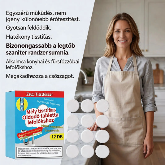 🥳💞 Hatékony lefolyótisztító pezsgőtabletták, amelyek gyorsan feloldják a hajat, a zsírt és az eltömődéseket; antibakteriális és szagtalanító tulajdonságokkal is rendelkeznek – mosogatókban, WC-kben és padlólefolyókban is használhatók.