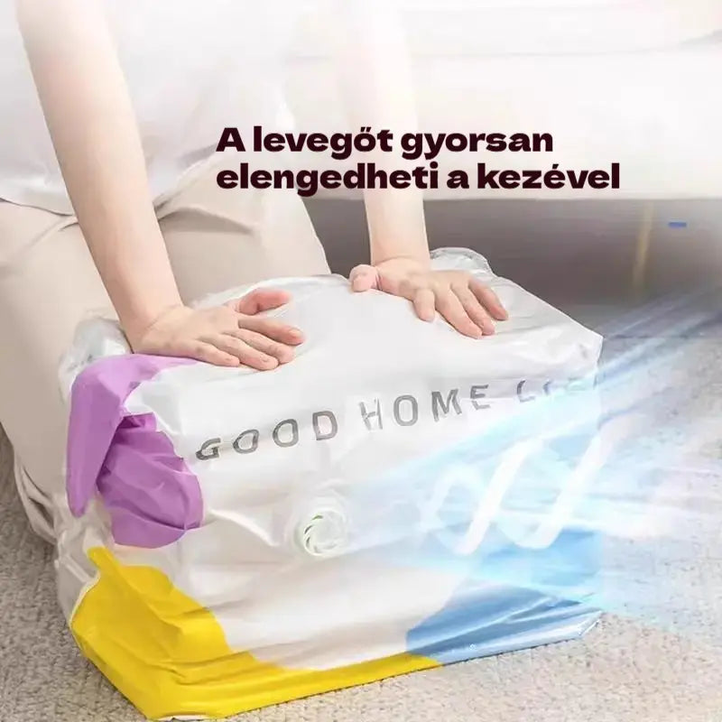 🧳【5 darabos készlet】💨 Nagy, összenyomható vákuumos tárolózsák: nincs szükség pumpára, szivárgásmentes, és ideális helytakarékosságra bőröndökben és otthon ✈️