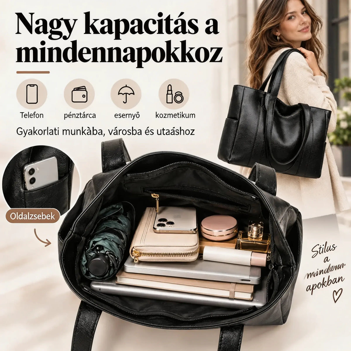 👜 Új női, puha bőr válltáska ✅