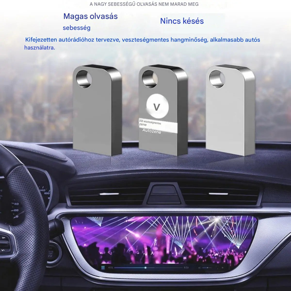 🚗🎵🎵【Zenei USB pendrive】8000 dalt, 600 videóklipet és 6D hangzást tartalmaz