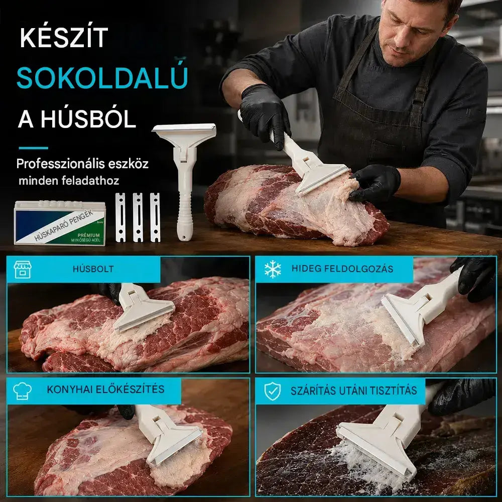 Professzionális sertésszőr-, pata- és bőrtisztító - Ultraéles rozsdamentes acél kés, csíptetős kialakítás és gyors pengecsere (2 nyél + 20 penge) 🔪🐖✨