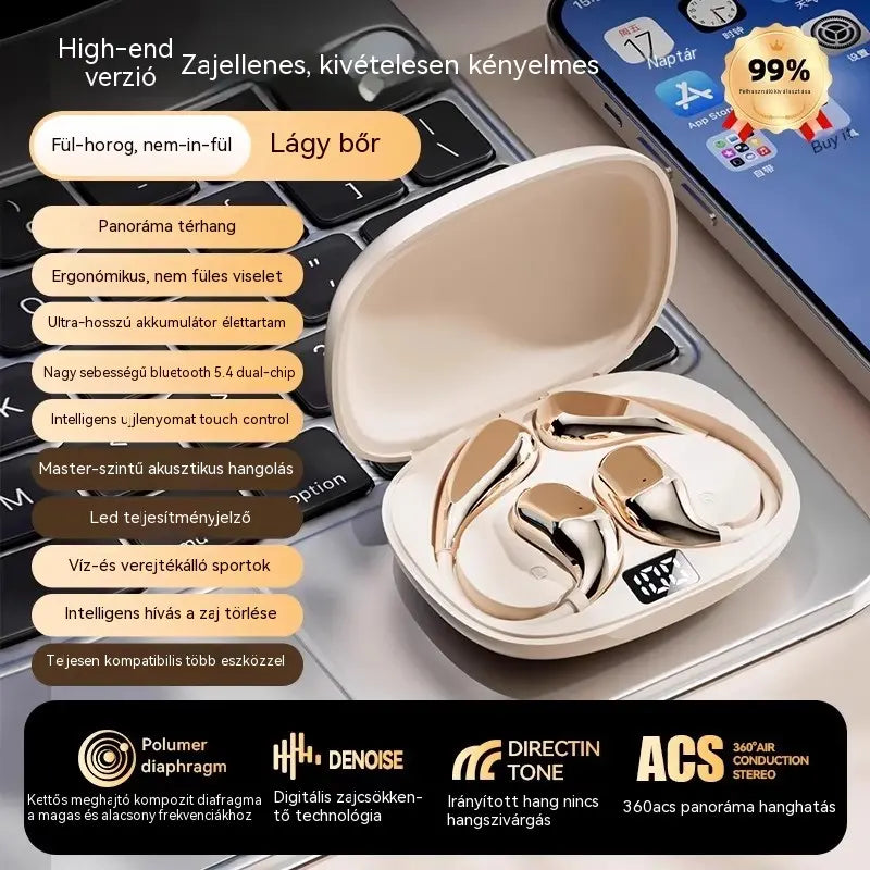 🔥【50% kedvezmény korlátozott ideig】🔋Vezeték nélküli Bluetooth fülhallgató beépített fülhorgos csontvezetés nélkül 🎙️🎧