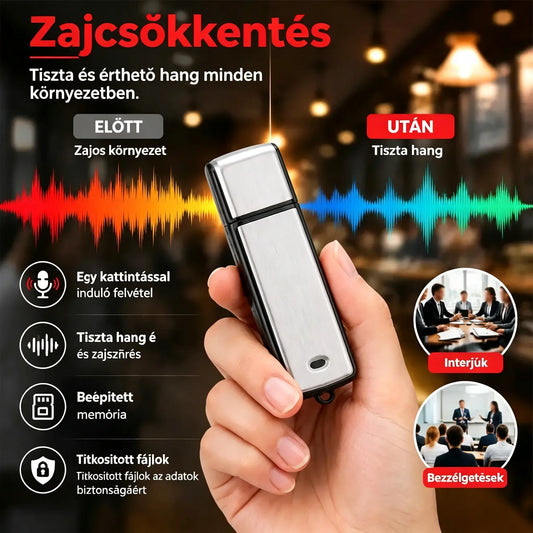 🔥【50% kedvezmény korlátozott ideig】Hordozható, nagy felbontású USB hangrögzítő zajcsökkentéssel