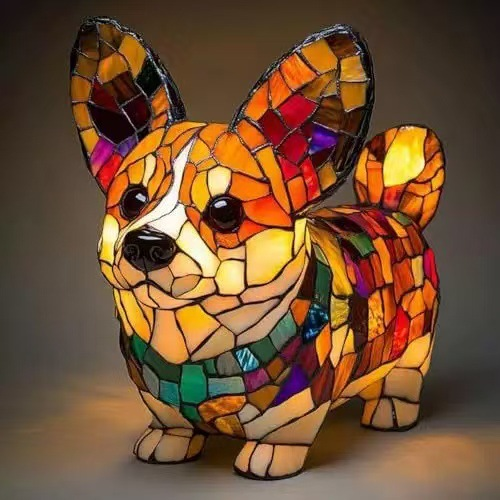 🐱🐶Gyanta díszek, LED éjszakai fény, művészet, állatszobor, kreatív dekoráció irodába, otthonra, USB porttal ellátott kapcsoló
