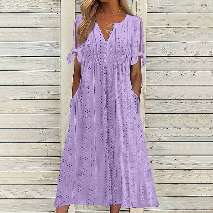 🔥【Időkorlátos akció – féláron!】[S-5XL]👗Egyszerű és gyönyörű egyszínű ruha