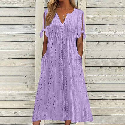 🔥【Időkorlátos akció – féláron!】[S-5XL]👗Egyszerű és gyönyörű egyszínű ruha