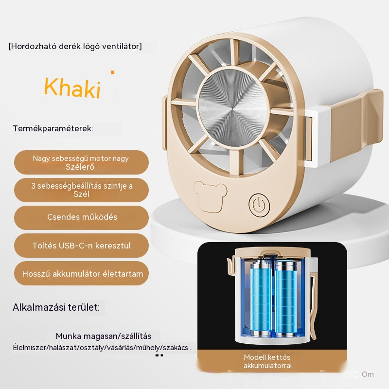 🔥【Vásároljon 1-et, kapjon 1-et ingyen】🌀 Nagy sebességű mini ventilátor, amely derékra rögzíthető.