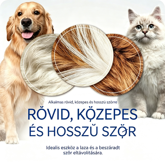 🐾🐱【Vásárolj 1-et, kapsz 2-t ingyen!】 Állatszőr-eltávolító kefe: ✨A kétoldalas, lekerekített kefefej gyorsan kibontja és eltávolítja a kihullott szőrt anélkül, hogy károsítaná kedvenced bőrét💖