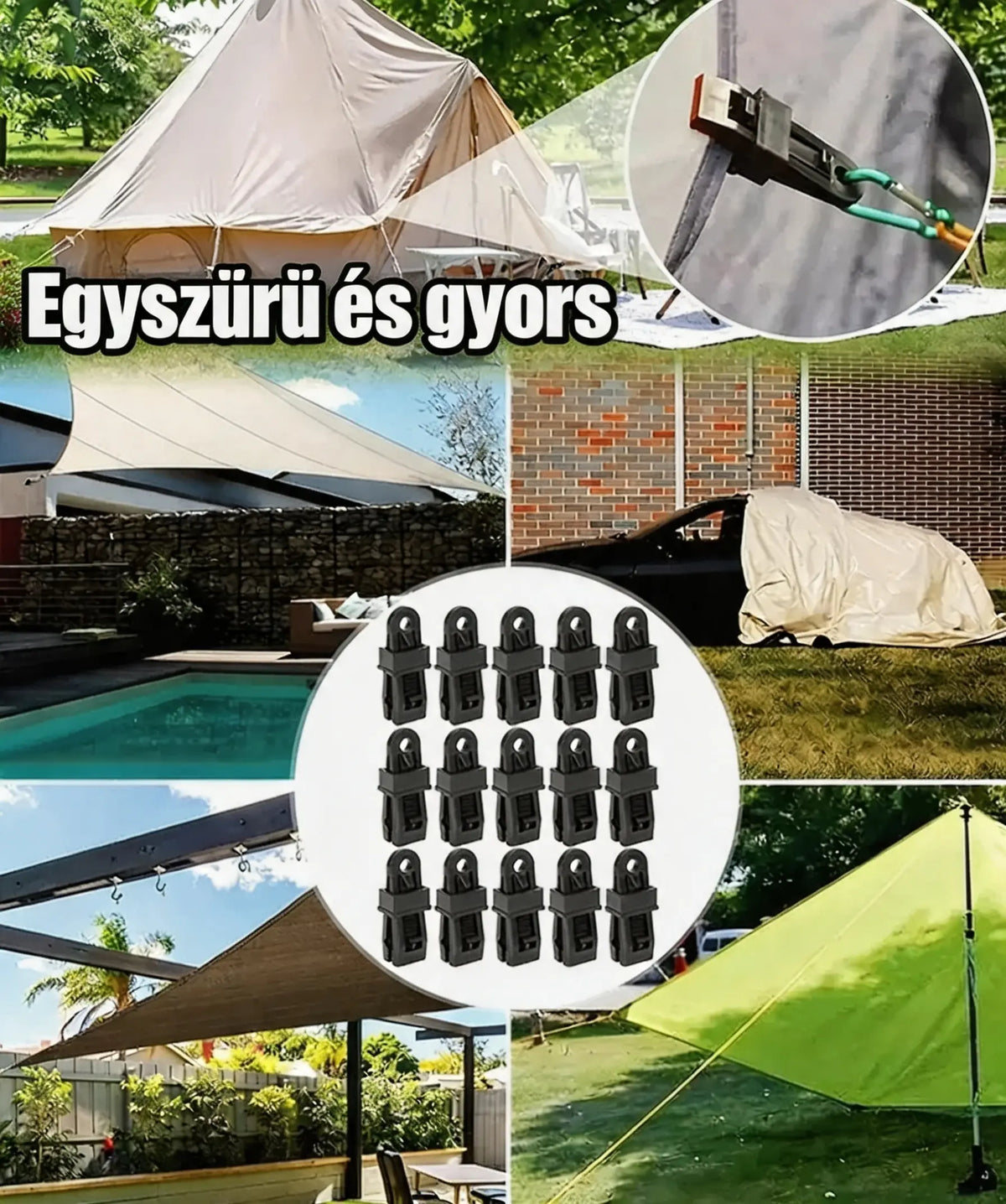 🏡🌿[50 darab] Árnyékolóháló-rögzítő kapcsok, sátorrögzítő kapcsok