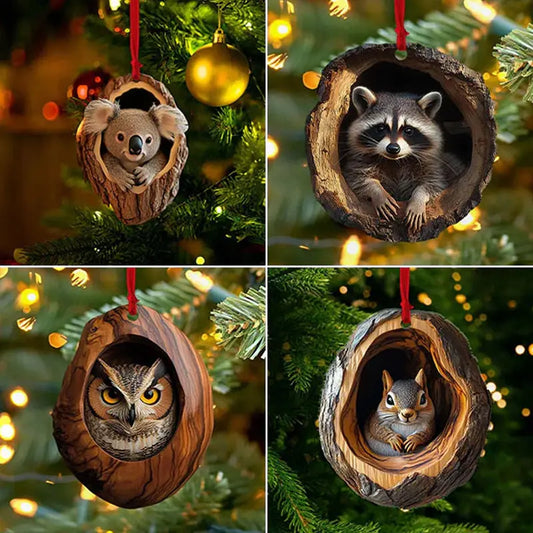 【5/10 darab】🎄Állatos karácsonyfadíszek – kisméretű állatfigurás díszek