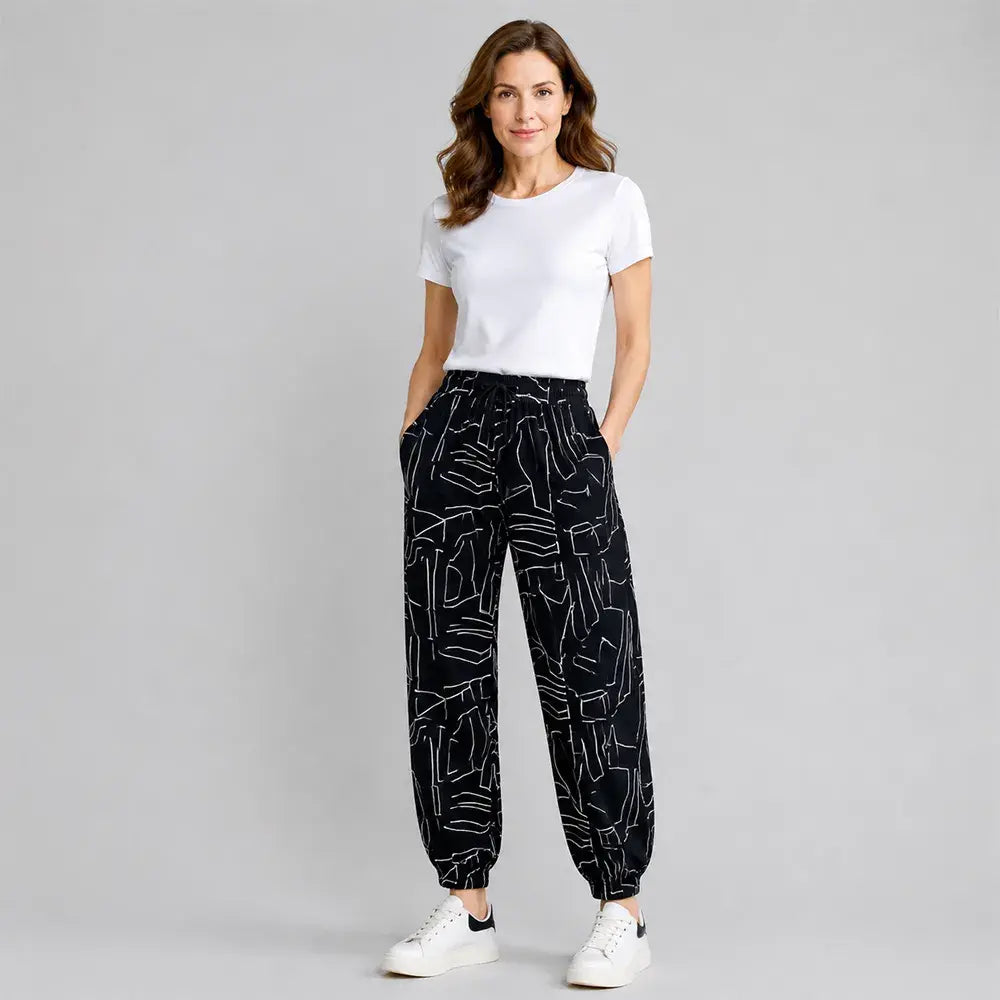 👖Női magas derekú jégselyem nadrág – laza szabású, plus size méretek (40–100 kg) – lélegző, bő szárú nyári nadrág