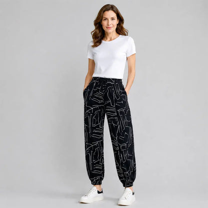 👖Női magas derekú jégselyem nadrág – laza szabású, plus size méretek (40–100 kg) – lélegző, bő szárú nyári nadrág