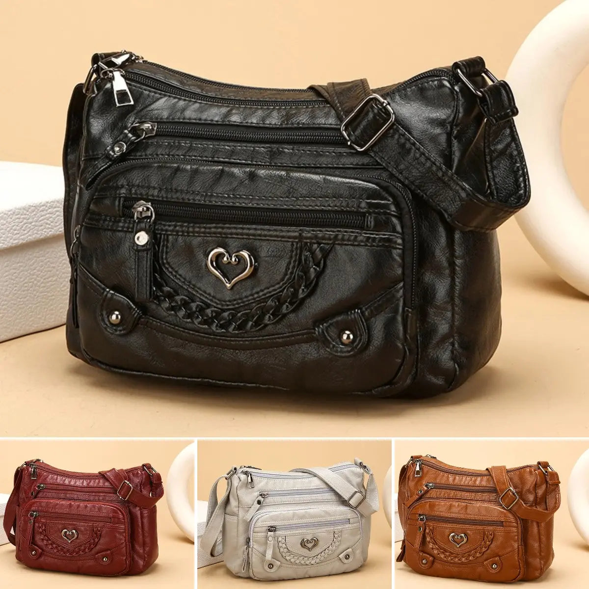 💐50% KEDVEZMÉNY! 🎁Női puha PU keresztpántos táska – Több zseb a tökéletes rendszerezésért 👜🔑