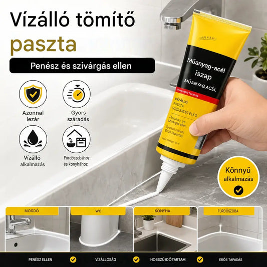 1 szett 7200 Ft 💧🛡️Sárga és fekete műanyag acélgitt, vízálló és penészálló tömítőanyag, fürdőszobai üvegragasztó, gyorsan száradó ragasztó.