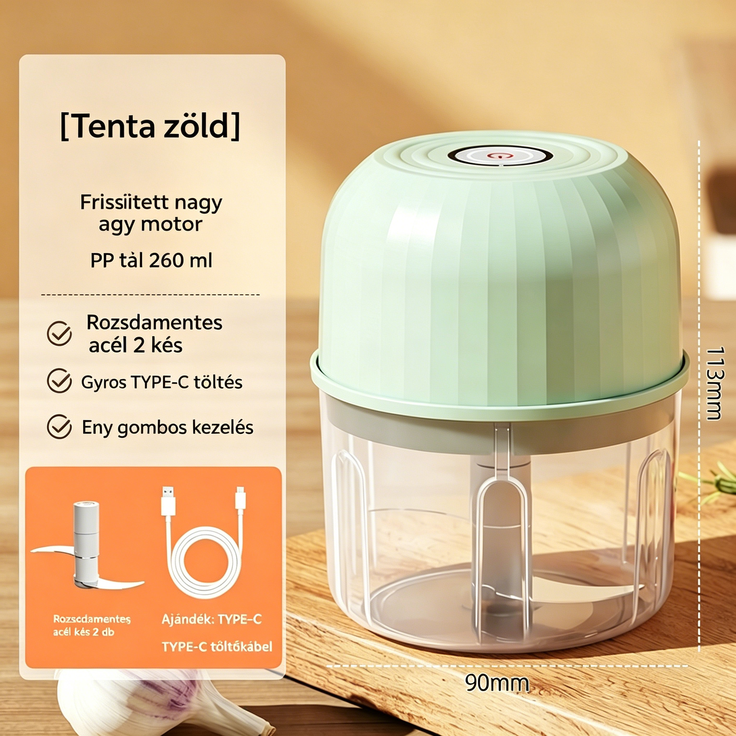 🔥2 darab csak 9500 Ft-ért! ⏱️🥕 Zöldségeket apríts másodpercek alatt - Vezeték nélküli mini zöldségaprító!
