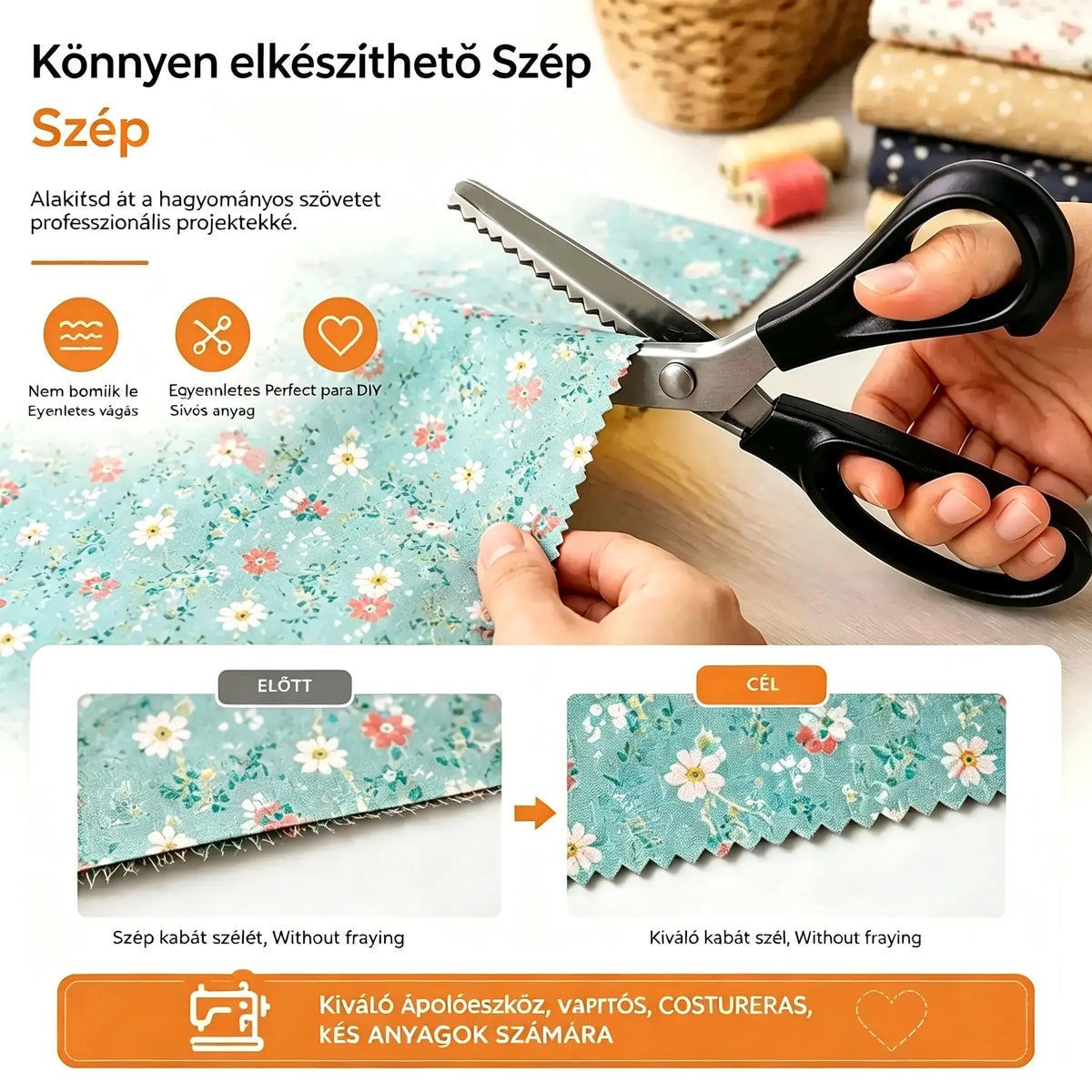 Kettő csak 8600 Ft-ért🔥 Vásárolj egyet, kapsz egyet ingyen✂️ Professzionális recés olló - éles recés textil olló