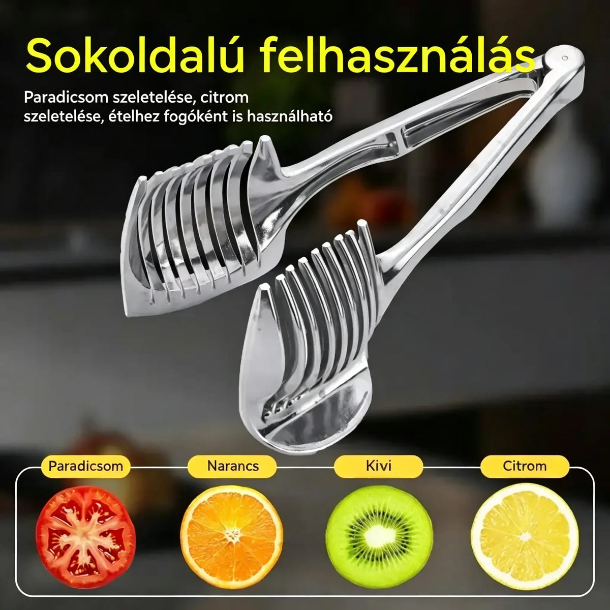 🍅 Rozsdamentes acél kézi konyhai szeletelő | Útmutató paradicsom, citrom, hagyma és egyebek egyenletes szeleteléséhez