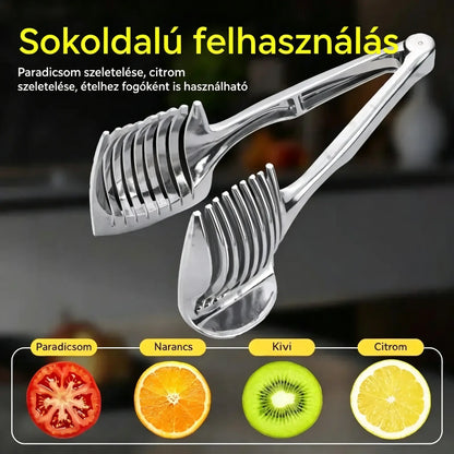 🍅 Rozsdamentes acél kézi konyhai szeletelő | Útmutató paradicsom, citrom, hagyma és egyebek egyenletes szeleteléséhez