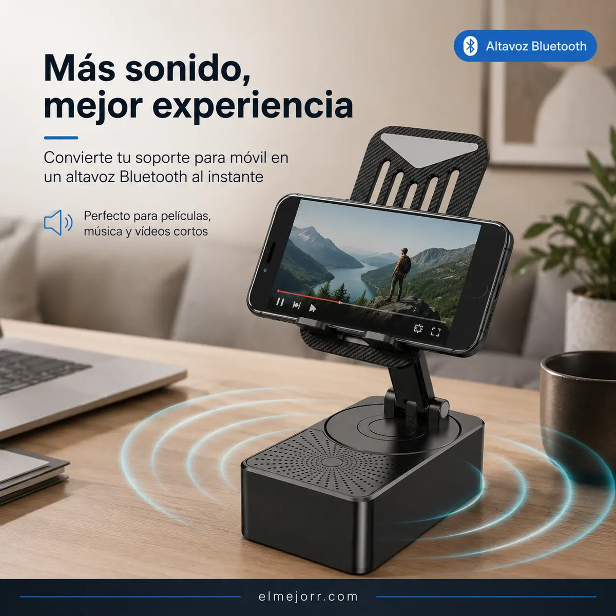 🔥 3 az 1-ben: Bluetooth hangszóró + töltő + 360°-os mobiltelefon-állvány 📱🔊⚡