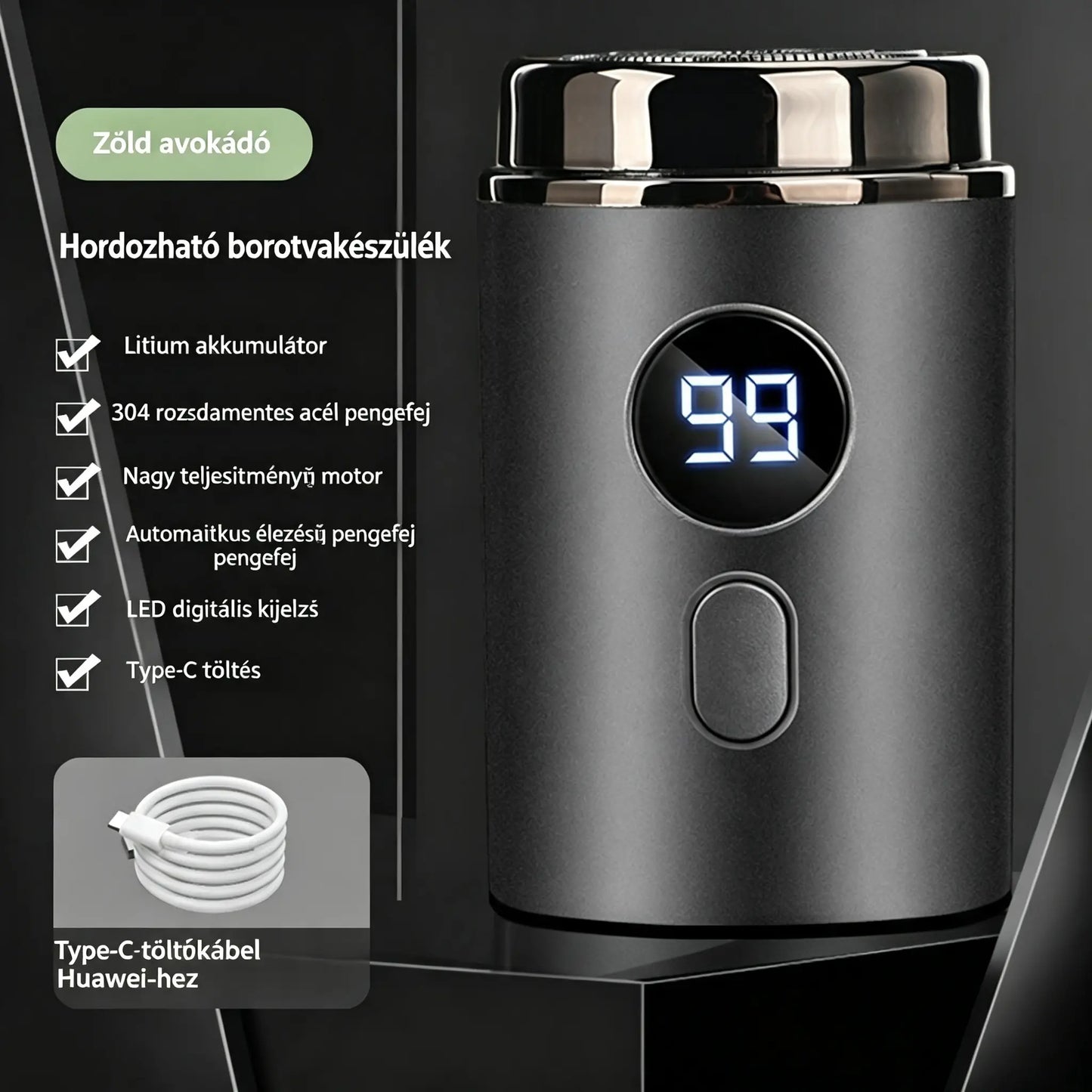🔥Legnagyobb ajánlat: 50% KEDVEZMÉNY🔥Erőteljes mini elektromos borotva férfiaknak digitális kijelzővel
