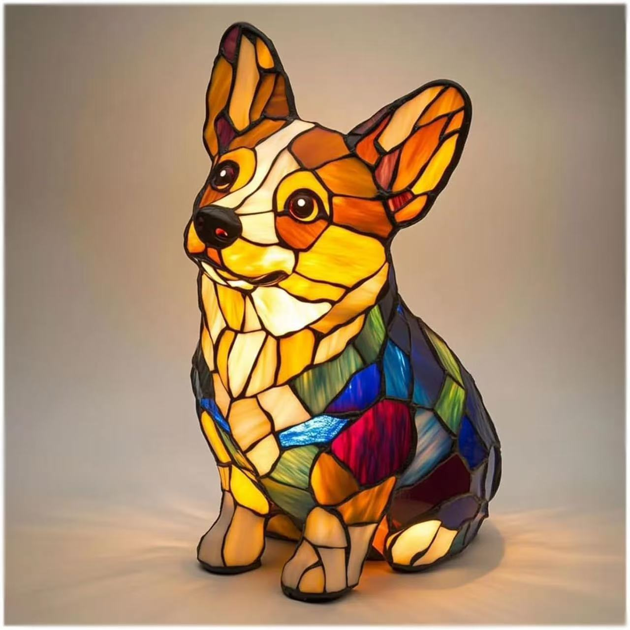 🐱🐶Gyanta díszek, LED éjszakai fény, művészet, állatszobor, kreatív dekoráció irodába, otthonra, USB porttal ellátott kapcsoló