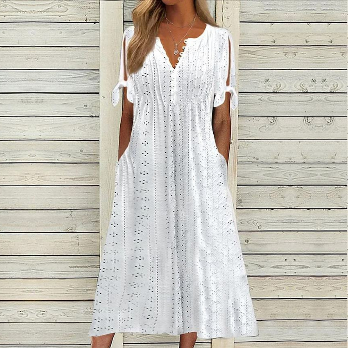 🔥【Időkorlátos akció – féláron!】[S-5XL]👗Egyszerű és gyönyörű egyszínű ruha