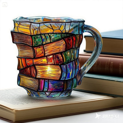 📚【Vásároljon egyet, kapjon egyet ingyen】3D festett könyv alakú bögre