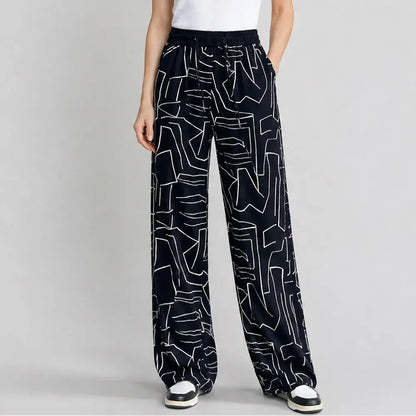 👖Női magas derekú jégselyem nadrág – laza szabású, plus size méretek (40–100 kg) – lélegző, bő szárú nyári nadrág
