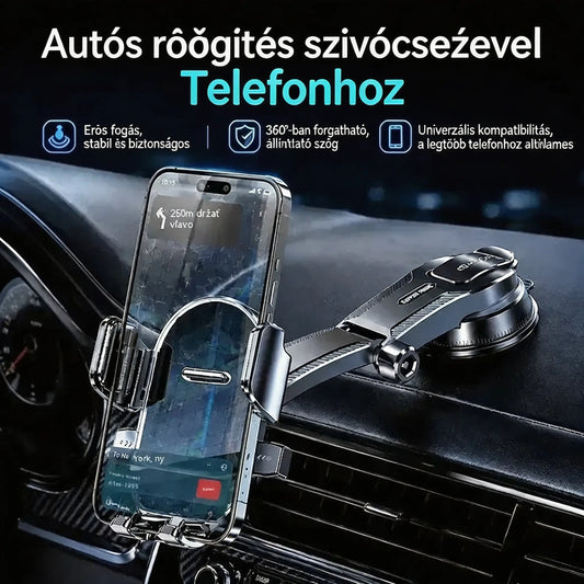 🚗📱 Autós telefontartó dupla tapadókoronggal | 400-szor stabilabb, biztonságosabb illeszkedés és automatikus záródás