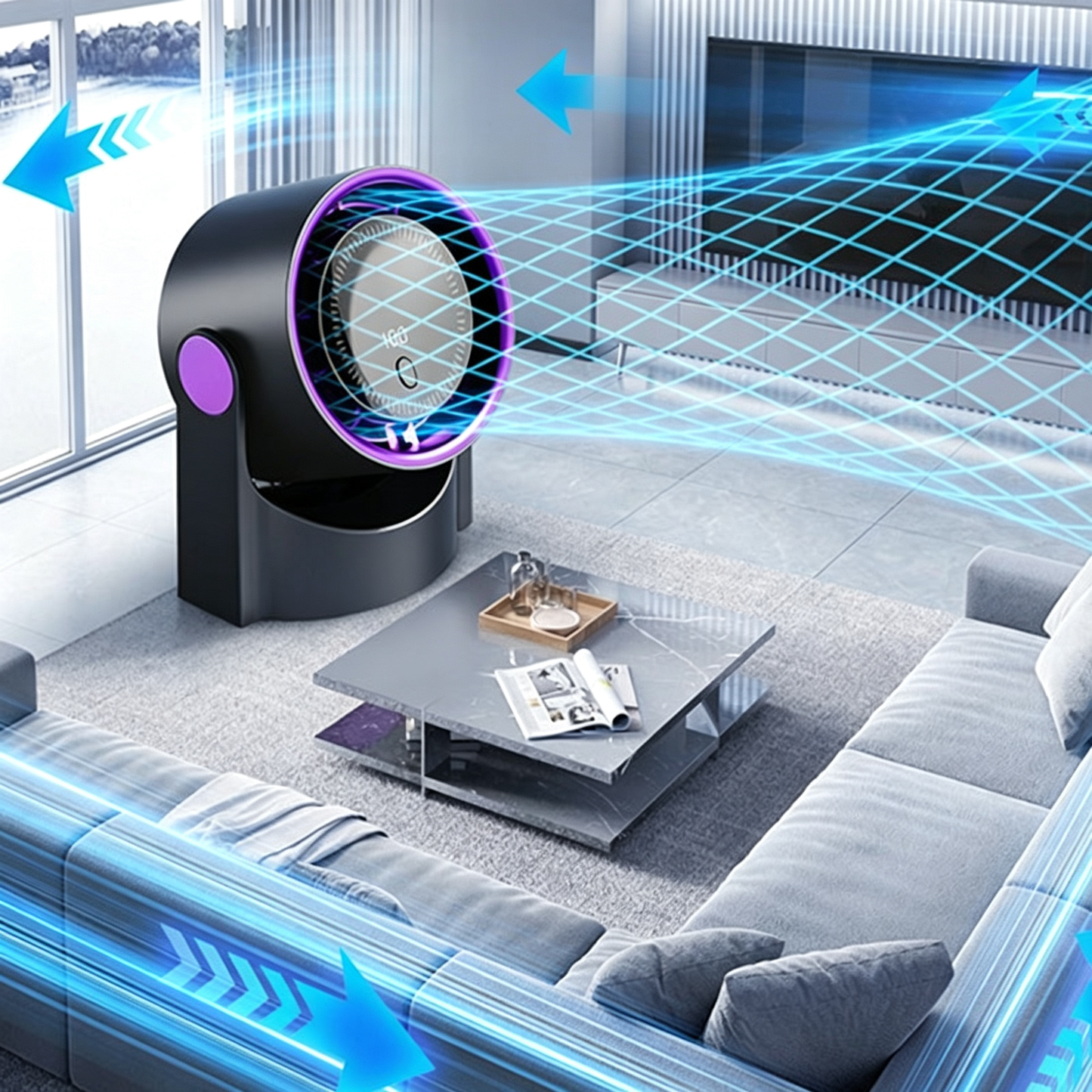 🧊🍃Új, lapát nélküli, turbina stílusú asztali ventilátor (falra szerelhető)