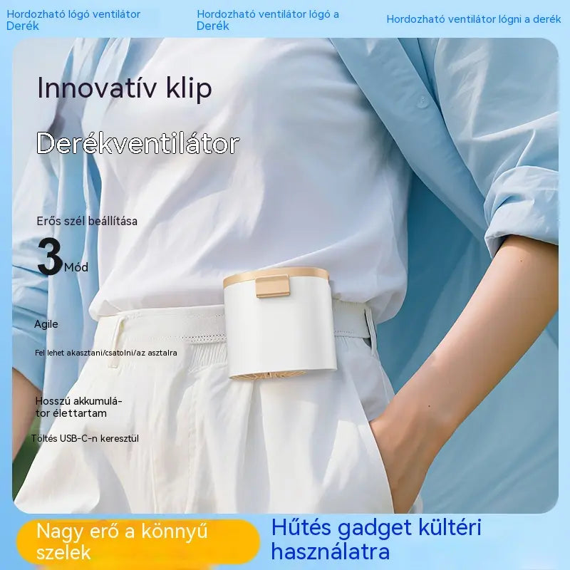 🔥【Vásároljon 1-et, kapjon 1-et ingyen】🌀 Nagy sebességű mini ventilátor, amely derékra rögzíthető.