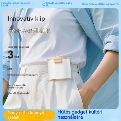 🔥【Vásároljon 1-et, kapjon 1-et ingyen】🌀 Nagy sebességű mini ventilátor, amely derékra rögzíthető.