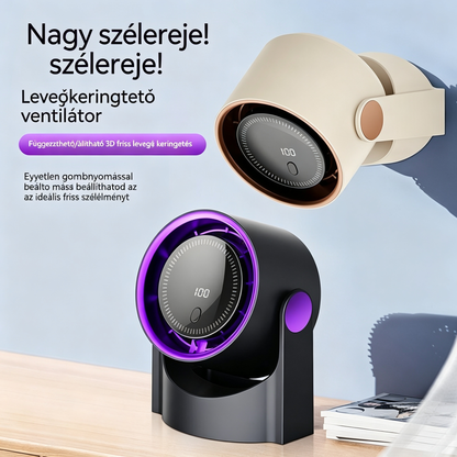 🧊🍃Új, lapát nélküli, turbina stílusú asztali ventilátor (falra szerelhető)