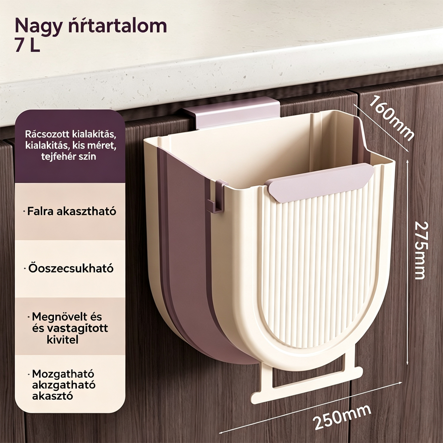 🗑️🚪Összecsukható, függő konyhai szemetes, függő szemetes háztartási szekrényajtókra