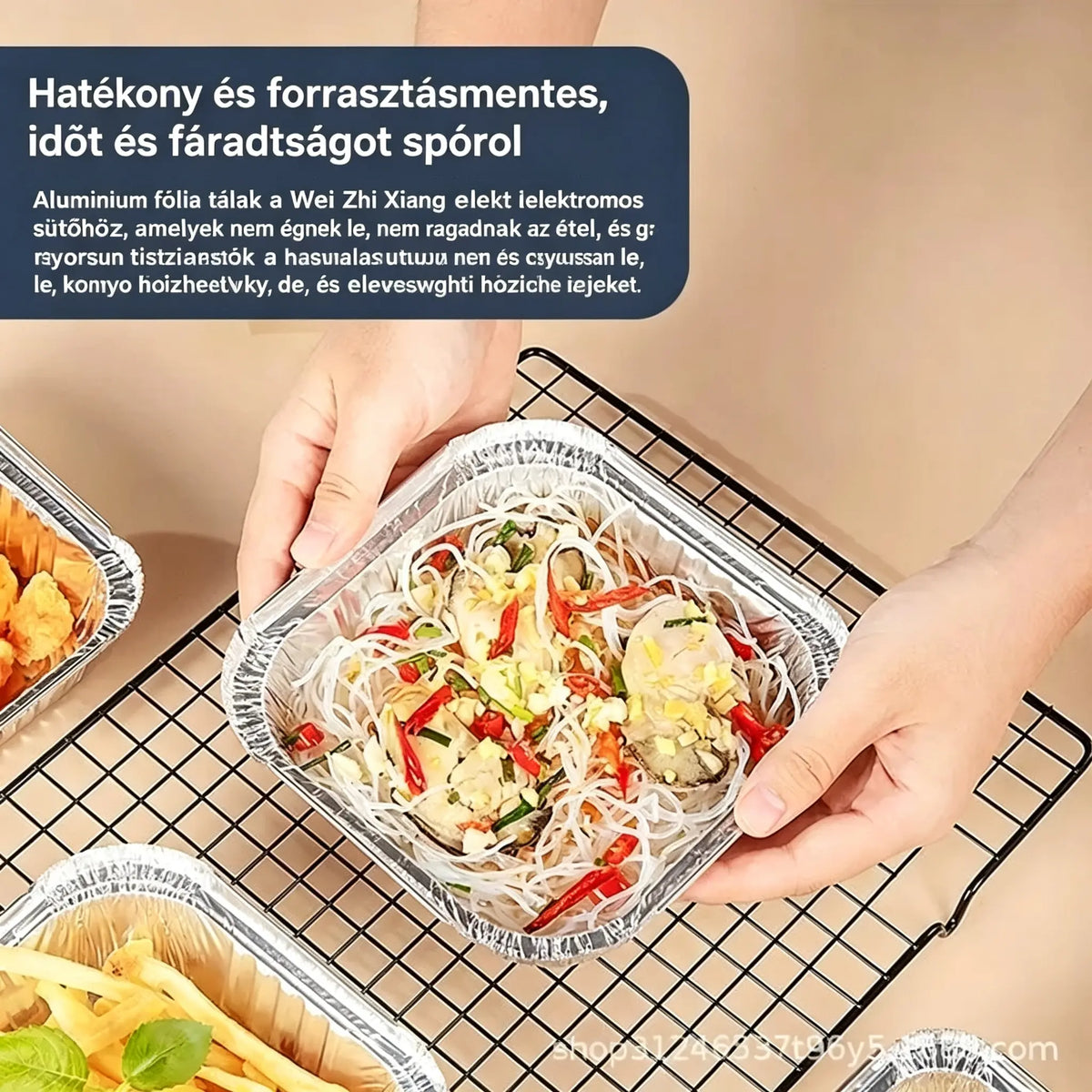 【50% KEDVEZMÉNY】[50 darab] Légkeveréses fritőz sütőtálca, alumíniumfólia tálca