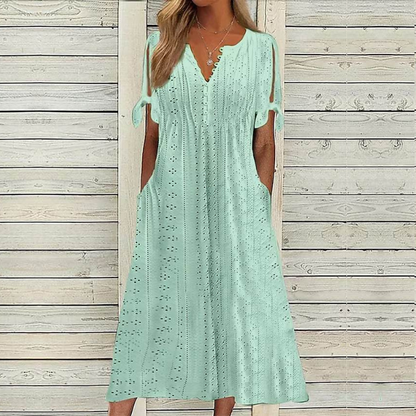🔥【Időkorlátos akció – féláron!】[S-5XL]👗Egyszerű és gyönyörű egyszínű ruha