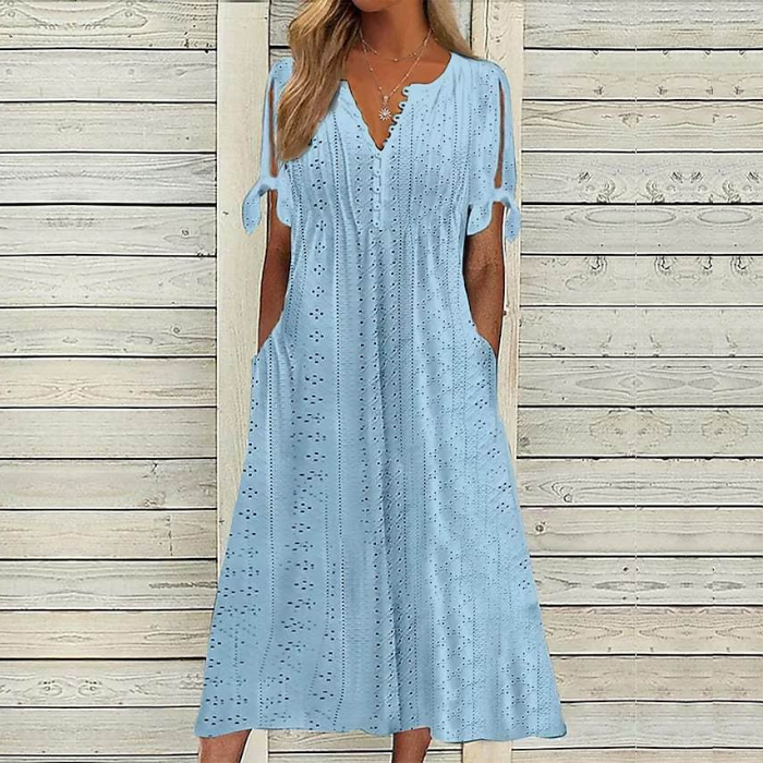 🔥【Időkorlátos akció – féláron!】[S-5XL]👗Egyszerű és gyönyörű egyszínű ruha