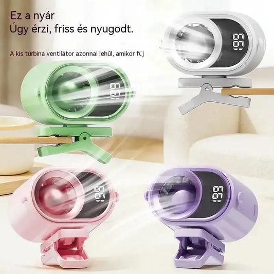 🌀 Kézhasználat nélküli ventilátor LED kijelzővel, beépített csipesszel és 199 állítható szinttel