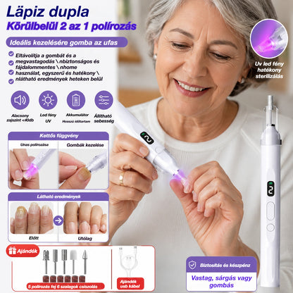 💅2 az 1-ben elektromos körömreszelő LED lámpával (szárítólámpa + 5 polírozófej)