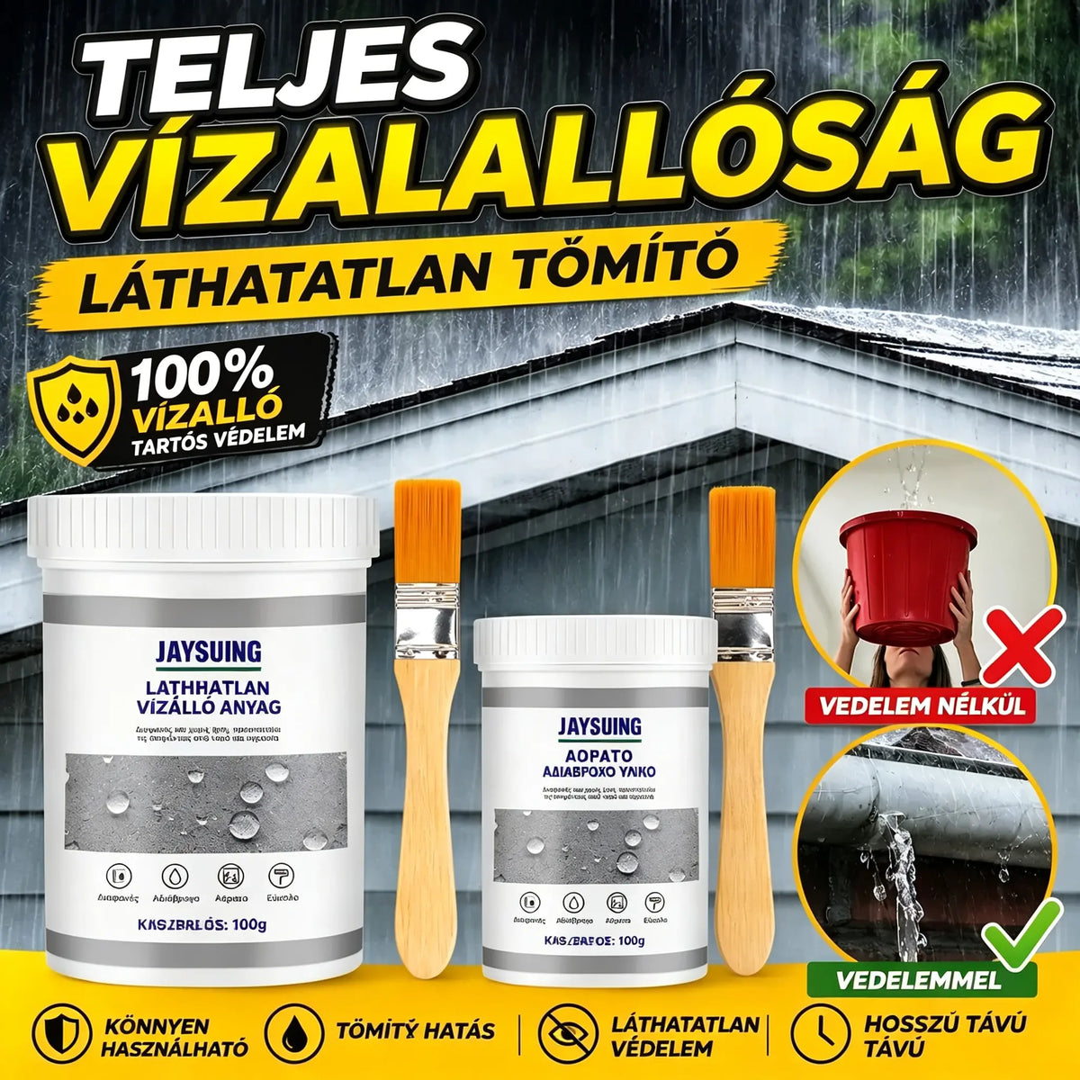 🔥【2 vödör (100g*2=200g) + ecset】8700 Ft】Szuper láthatatlan és szivárgásmentes tömítőanyag (ecsettel)