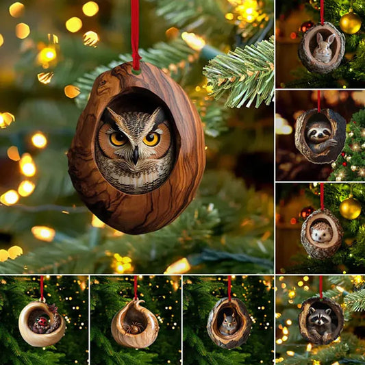 【5/10 darab】🎄Állatos karácsonyfadíszek – kisméretű állatfigurás díszek