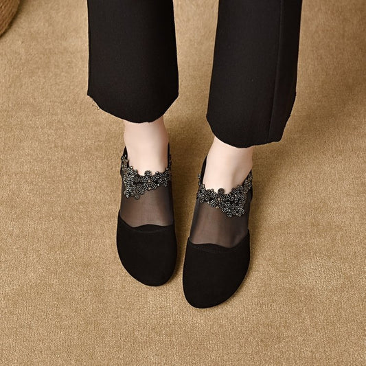 ✨【Rozmiary 35-41】🏆 Nowość Damskie Buty na Obcasie z Ażurową Siatką i Miękką Podeszwą