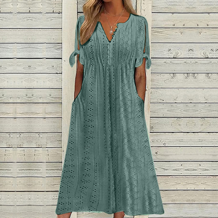 🔥【Időkorlátos akció – féláron!】[S-5XL]👗Egyszerű és gyönyörű egyszínű ruha