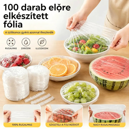 【200 darab】Eldobható, átlátszó fólia, ideális tárolóedényekhez és élelmiszerekhez. Tökéletes illeszkedés, jó tömítés és könnyen használható.