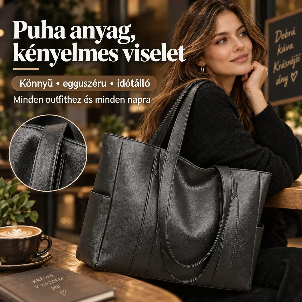 👜 Új női, puha bőr válltáska ✅