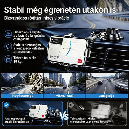 🚗📱 Autós telefontartó dupla tapadókoronggal | 400-szor stabilabb, biztonságosabb illeszkedés és automatikus záródás