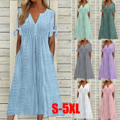 🔥【Időkorlátos akció – féláron!】[S-5XL]👗Egyszerű és gyönyörű egyszínű ruha
