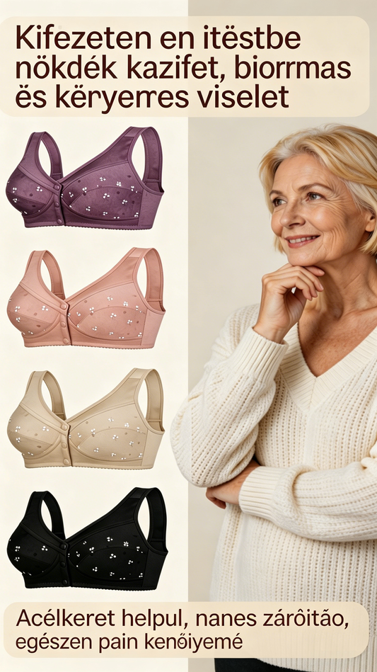 ✨【1+2 ingyen】💞[40–105 kg] Elegáns, elöl gombos pamut melltartó középkorú hölgyeknek🎉49% KEDVEZMÉNY